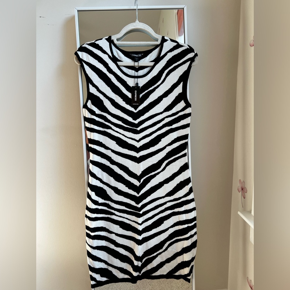 Express Black and White Zebra Print Top